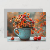 秋の花瓶の花をグリーティングカード ポストカード (正面/裏面)