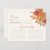 秋の花素朴ブライダルシャワーレシピ ポストカード (正面/裏面)