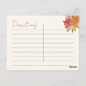 秋の花素朴ブライダルシャワーレシピ ポストカード (裏面)