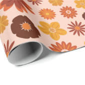 秋の花素朴秋誕生日ピンキーシームレス ラッピングペーパー (ロールコーナー)