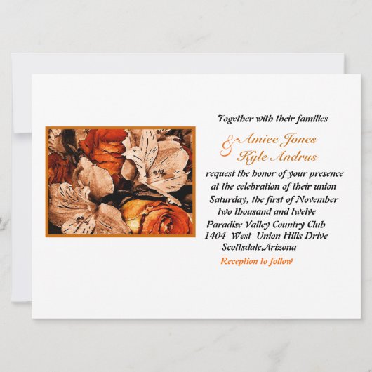 秋の花結婚の侵入 招待状 (正面)