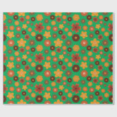 秋の花緑のシ鮮やかームレス感謝祭 ラッピングペーパー (フラット)