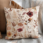 秋の花葉と水彩 クッション