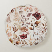 秋の花葉と水彩 ラウンドクッション (裏面)