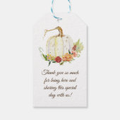 秋の花輪ホワイトパンプキンブライダルシャワー ギフトタグ (裏面)