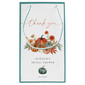 秋の花飾りパンプキン ウェディングシャワー ギフト スモールペーパーバッグ (裏面)