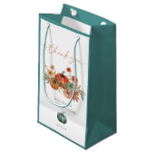 秋の花飾りパンプキン ウェディングシャワー ギフト スモールペーパーバッグ (正面アングル)