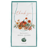 秋の花飾りパンプキン ウェディングシャワー ギフト スモールペーパーバッグ (正面)