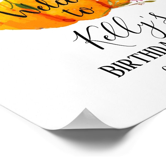 秋の花飾り、秋のパーティー、かぼちゃのウェルカムサイン ポスター (角)