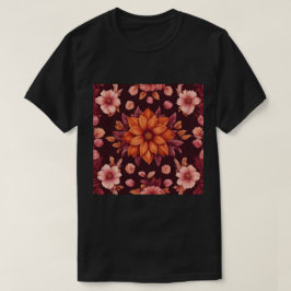 秋の花黒Tシャツ Tシャツ