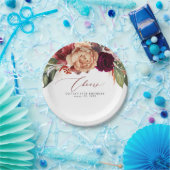 秋の花 オレンジとバーガンディ レッドの乾杯 ペーパープレート (パーティー)