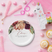 秋の花 オレンジとバーガンディ レッド チェアーズ ペーパープレート (パーティー)