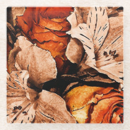 秋の花 ガラスコースター