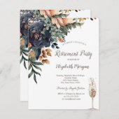 秋の花、シャンパングラス引退 招待状 (正面/裏面)