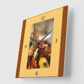 秋の花 –  スクエア壁時計 (傾斜)