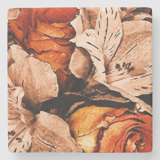 秋の花 ストーンコースター (正面)