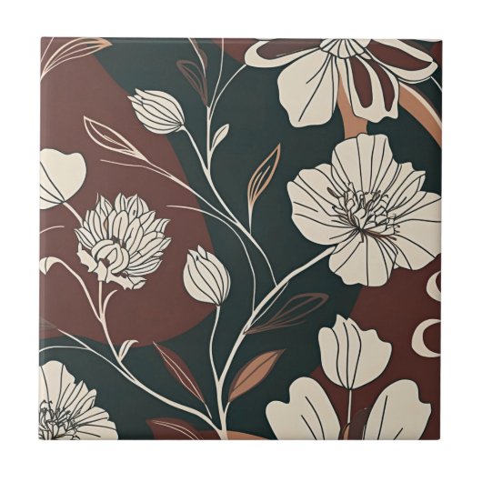 秋の花 タイル (正面)