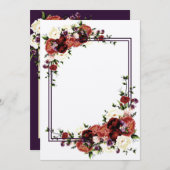 秋の花 テラコッタ クリーム ワインレッド 花 招待状 (正面/裏面)