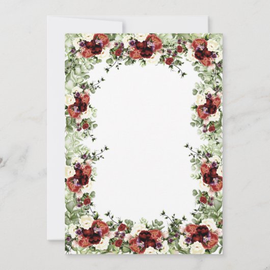 秋の花 テラコッタ クリーム ワインレッド 花 招待状 (裏面)