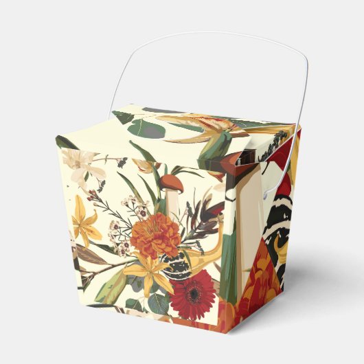 秋の花、ハーブ、キノコのシームレス。 フェイバーボックス (正面サイド)