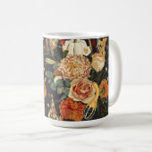 秋の花、ハーブ、キノコイラストレーション。 コーヒーマグカップ (正面右)