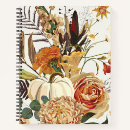秋の花、ハーブ、キノコ。 ノートブック