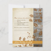 秋の花、フェイクウッド＆パーチメント　出欠確認カード 招待状 (裏面)