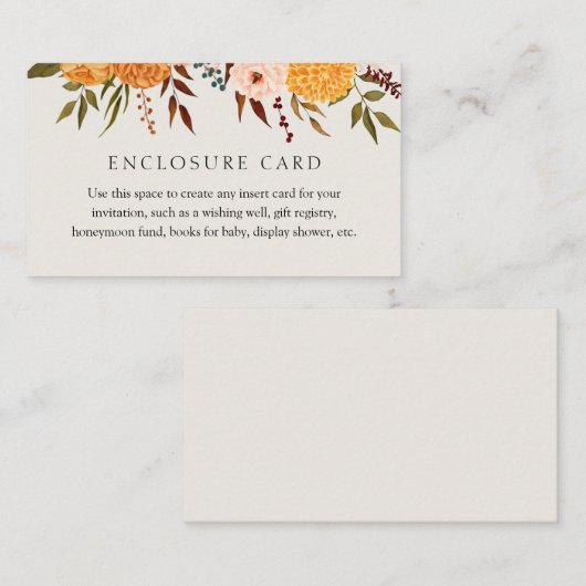 秋の花 フラワーズ カスタム テキスト 封入カード エンクロージャーカード (正面/裏面)