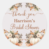 秋の花 フラワーラスティック ブライダルシャワーのお土産 ラウンドシール (正面)