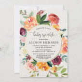 秋の花 フローラル 男女兼用 ワインレッド ベイビーシャワー 招待状 (正面)