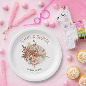 秋の花、ヤシの葉テラコッタ秋の結婚式 ペーパープレート (パーティー)