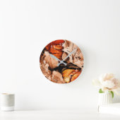 秋の花 ラウンド壁時計 (ホーム)