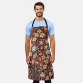 秋の花：ヴィンテージ継ぎ目のパターン エプロン (着用した状態)