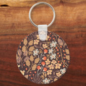 秋の花:ヴィンテージ継ぎ目のパターン キーホルダー (正面)