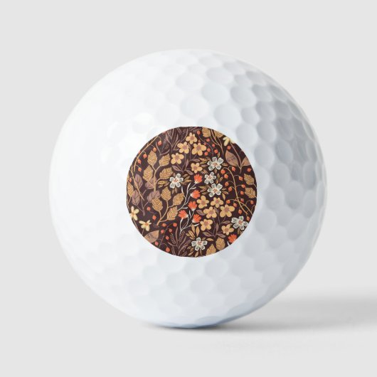 秋の花:ヴィンテージ継ぎ目のパターン ゴルフボール (正面)
