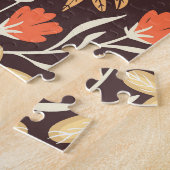 秋の花：ヴィンテージ継ぎ目のパターン ジグソーパズル (側面)