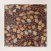 秋の花：ヴィンテージ継ぎ目のパターン ジグソーパズル (横)