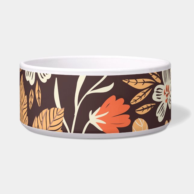 秋の花：ヴィンテージ継ぎ目のパターン ボウル (正面)