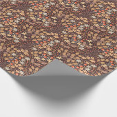 秋の花:ヴィンテージ継ぎ目のパターン ラッピングペーパー (角)