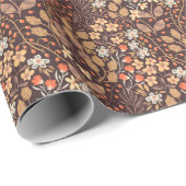 秋の花:ヴィンテージ継ぎ目のパターン ラッピングペーパー (ロールコーナー)