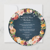 秋の花 感謝祭 夕食会 メニューカード 招待状 (正面)