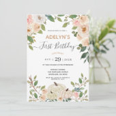 秋の花 白いかぼちゃ 1歳の誕生日 招待状 (スタンド正面)