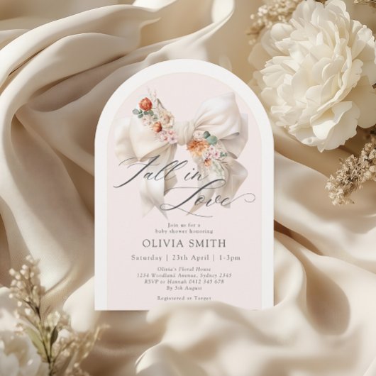 秋の花 白いリボン 秋が恋しい ベビーシャワー 招待状