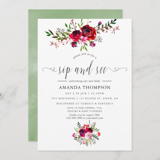 秋の花 秋の飲み会とお披露目 招待状 (正面/裏面)