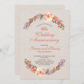 秋の花 秋季 フラワーリース 40周年 結婚記念日 招待状 (正面/裏面)