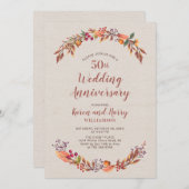 秋の花 秋季 50周年 結婚記念日 招待状 (正面/裏面)