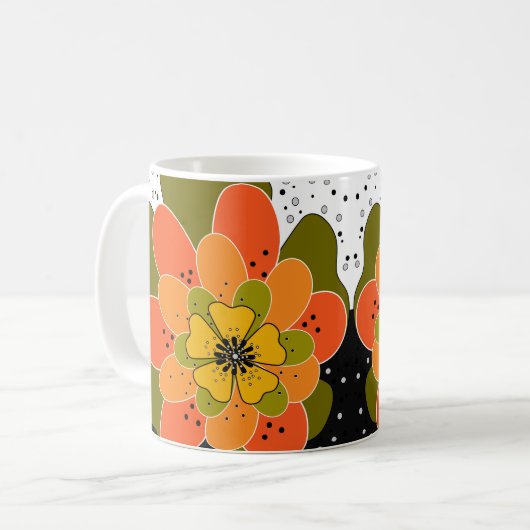 秋の花、秋、花、イラストのスロー コーヒーマグカップ (正面左)