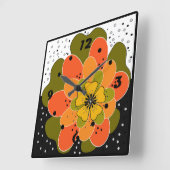 秋の花，秋，花，イラストレーション投げ スクエア壁時計 (傾斜)