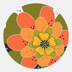 秋の花,秋,花,イラストレーション投げ ラウンドシール