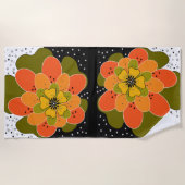 秋の花，秋，花，イラストレーション ビーチタオル (正面)